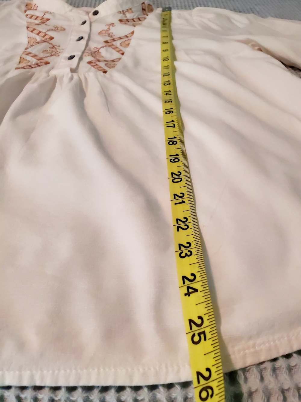 Knox Rose Cream Embroidered Peasant Blouse with Brown Detail - Picture 9 of 9